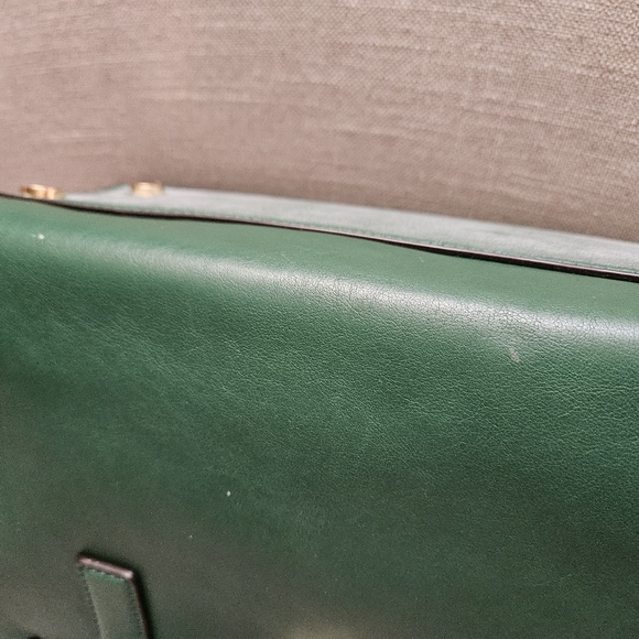 Michael Kors Hamilton Traveler Green Leather Satchel Bag - Picture 10 of 17